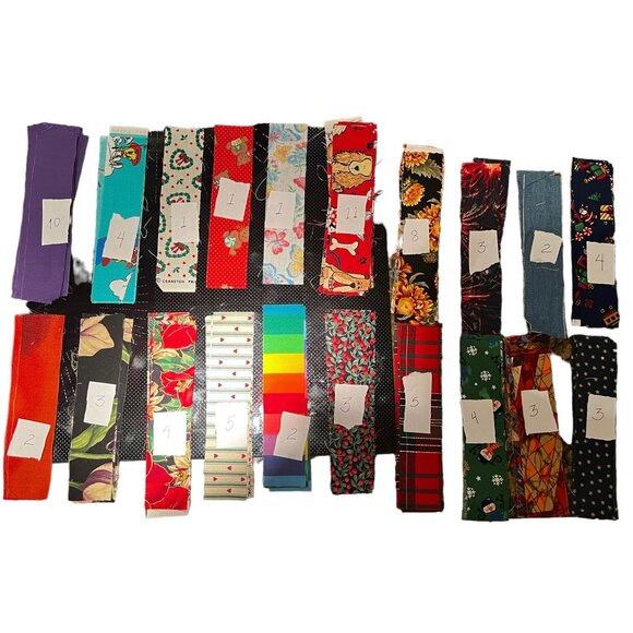 Lot of 78 Quilt Strips 6.5” x 1.5” Vintage Floral Christmas Dogs Plaid Tweetie - Picture 7 of 9
